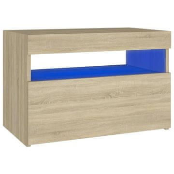 Vidaxl Nočna omarica z LED lučkami sonoma hrast 60x35x40 cm inž. les