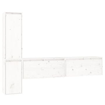 Vidaxl TV omarica 4 kosi bela trdna borovina