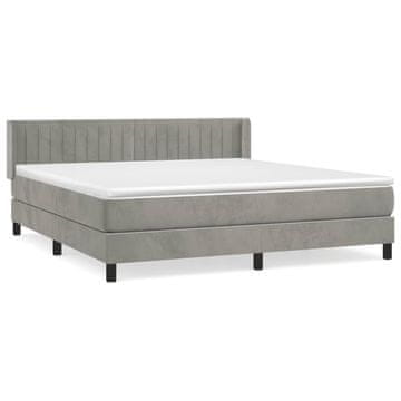 Vidaxl Box spring postelja z vzmetnico svetlo siva 180x200 cm žamet