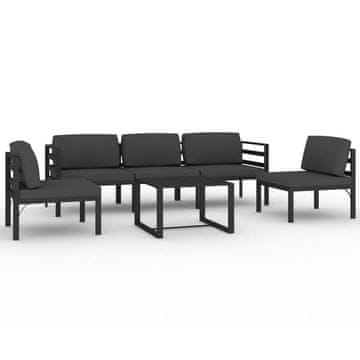 Vidaxl Vrtna sedežna garnitura 6-delna z blazinami aluminij antracit