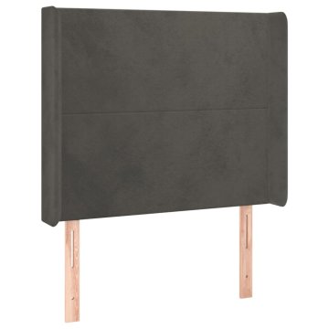 Vidaxl Vzglavje z ušesi temno sivo 83x16x118/128 cm žamet