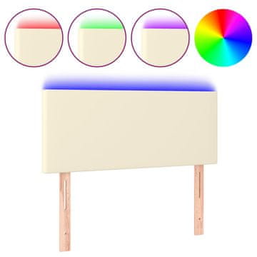 Vidaxl LED posteljno vzglavje krem 100x5x78/88 cm umetno usnje