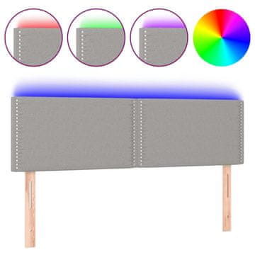Vidaxl LED posteljno vzglavje svetlo sivo 144x5x78/88 cm blago