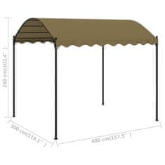 Vidaxl Paviljon 4x3x2,6 m taupe 180 g/m2