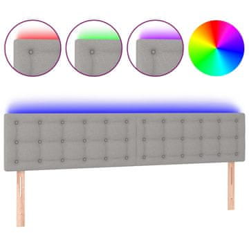 Vidaxl LED posteljno vzglavje svetlo sivo 160x5x78/88 cm blago