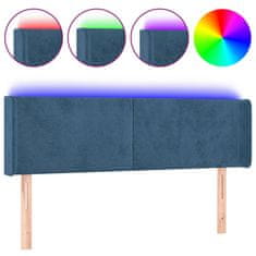 Vidaxl LED posteljno vzglavje temno modro 147x16x78/88 cm žamet