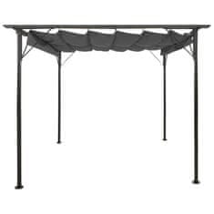 Greatstore Pergola z zložljivo streho antracitna 3x3 m jeklo 180 g/m2