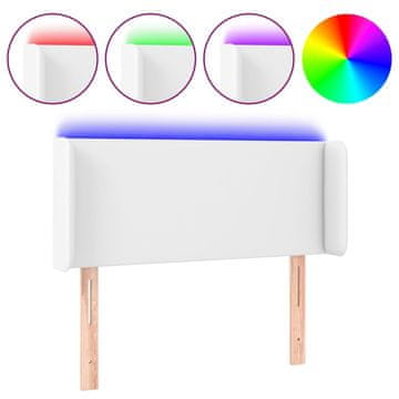 Vidaxl LED posteljno vzglavje belo 93x16x78/88 cm umetno usnje