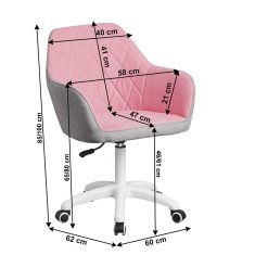 KONDELA Pisarniški stol Božiček - roza/siv/bel