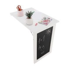 KONDELA Stenska zložljiva pisalna miza s tablo Zalman - bela/črna
