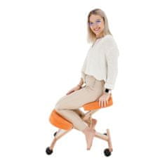 KONDELA Ergonomski klečalnik na kolesih Flonet - oranžna/bukev