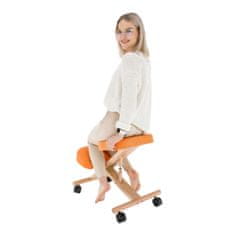 KONDELA Ergonomski klečalnik na kolesih Flonet - oranžna/bukev
