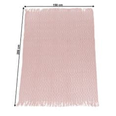 KONDELA Pletena odeja z resicami Sulia Type 2 150x200 cm - svetlo roza