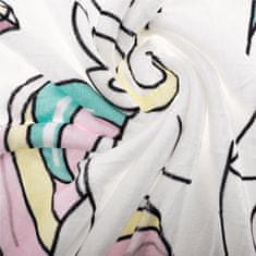 KONDELA Dvostranska jagnječja odeja Unicorn 127x152 cm - bela / vzorec samoroga