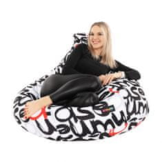 KONDELA Sedežna vreča Elion - bel/črn/siv/rdeč vzorec