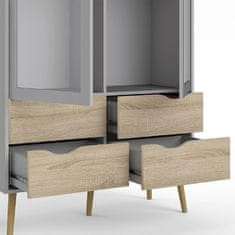 KONDELA Dvovratna vitrina s predali Oslo 75462 - bela / sonoma hrast