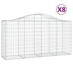 Vidaxl Obokana gabionska košara 8kos 200x50x100/120cm pocinkano železo