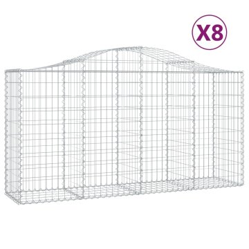 Vidaxl Obokana gabionska košara 8kos 200x50x100/120cm pocinkano železo