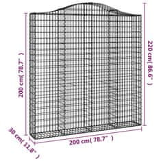 Vidaxl Obokane gabion košare 3 kosi 200x30x200/220 cm pocinkano železo