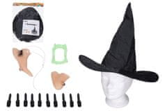 Wiky Čarovnica set plastični nos, brada, prsti, klobuk, zobje v vrečki 22x28cm karneval