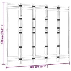 Greatstore Zložljiva 5-delna pregradna stena 200 cm bambus in platno