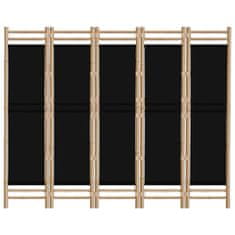 Greatstore Zložljiva 5-delna pregradna stena 200 cm bambus in platno