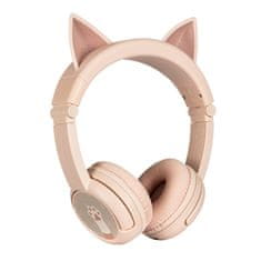 BuddyPhones brezžične slušalke za otroke play ears plus cat (roza)