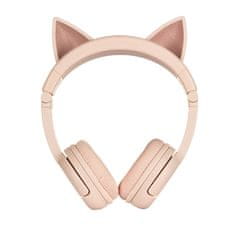BuddyPhones brezžične slušalke za otroke play ears plus cat (roza)
