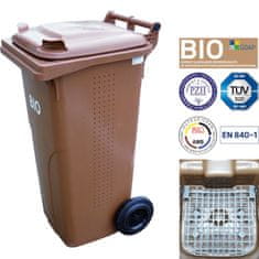 NEW Koš za biološke odpadke, z dvojnim dnom, rjav, 240L BIO + RUSH