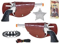 Kavbojska pištola 19,5 cm s kovčkom + značko in naboji
