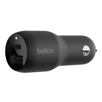 Belkin BOOST CHARGE 37W Dual Power Delivery PPS avtomobilski polnilnik - 25W USB-C in 12W USB-A, črn