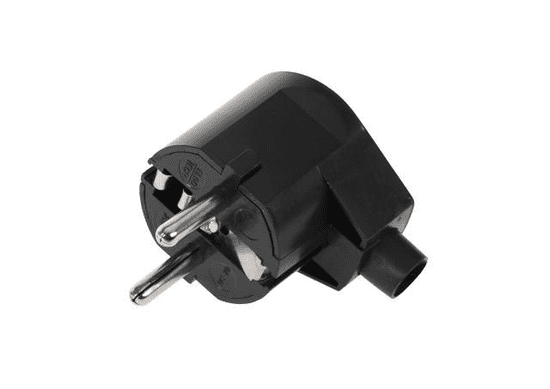 Kemot Vtikač 16A/250V plastični za kabel, kotni, črni