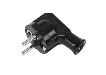 Kemot Vtikač 16A/250V plastični za kabel, kotni izvod, črni