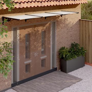 Vidaxl Nadstrešek za vrata črn in prozoren 297,5x90 cm polikarbonat