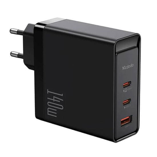 Mcdodo GaN 140W omrežni polnilec CH-2911 2x USB-C, USB-A (črn)
