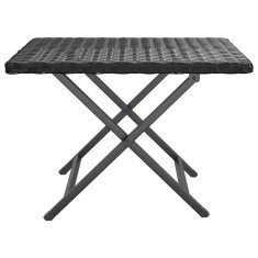 Vidaxl Zložljiva miza črna 45x35x32 cm poli ratan
