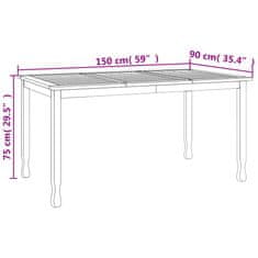 Vidaxl Vrtna jedilna miza 150x90x75 cm trdna tikovina