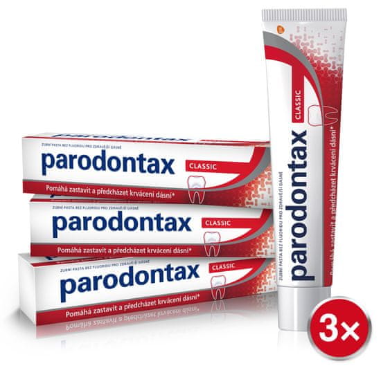Parodontax Classic zobna pasta brez fluora, 75 ml, 3 kosi