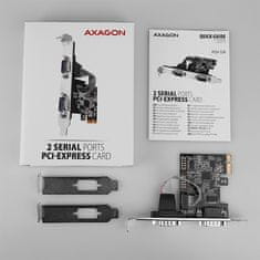 AXAGON PCEA-S2N, krmilnik PCIe - 2x serijska vrata (RS232) 250 kb/s, vključno z. LP