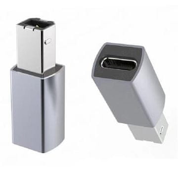 PremiumCord Aluminijast adapter USB C ženski - USB2.0 B moški