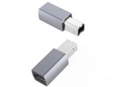 PremiumCord Aluminijast adapter USB C ženski - USB2.0 B moški