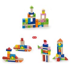 Viga Toys  Izobraževalni leseni bloki 100 elementov. Številke Črke