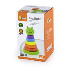 Viga Toys Izobraževalna lesena igrača Viga Piramida za učenje barv Žaba