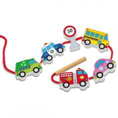 Viga Toys Leseni avtomobili z vrvico za prepletanje