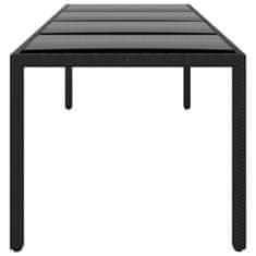 Vidaxl Vrtna miza 250x100x75 cm kaljeno steklo in poli ratan črna