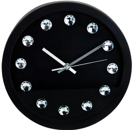SEGNALE Stenska ura s kazalci in kristali 30 cm črna KO-837164270cern