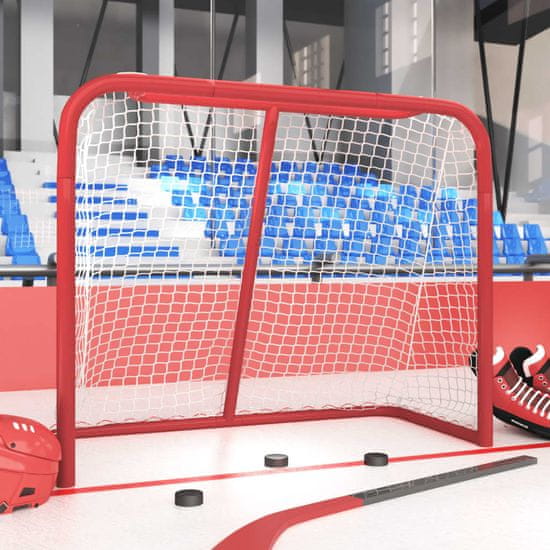 Vidaxl Gol za hokej rdeč in bel 183x71x122 cm poliester