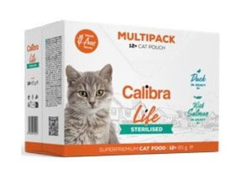  Calibra Life hrana za mačke, z lososom in raco v omaki, Sterilised, 12 x 85 g 