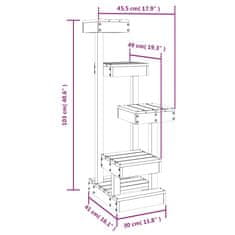 Greatstore Mačje drevo 45,5x49x103 cm trdna borovina