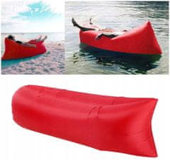 Korbi Napihljiva zložljiva kavč, lazy bag zrak, ležalnik fotelj matrač za plažo, rdeča barva